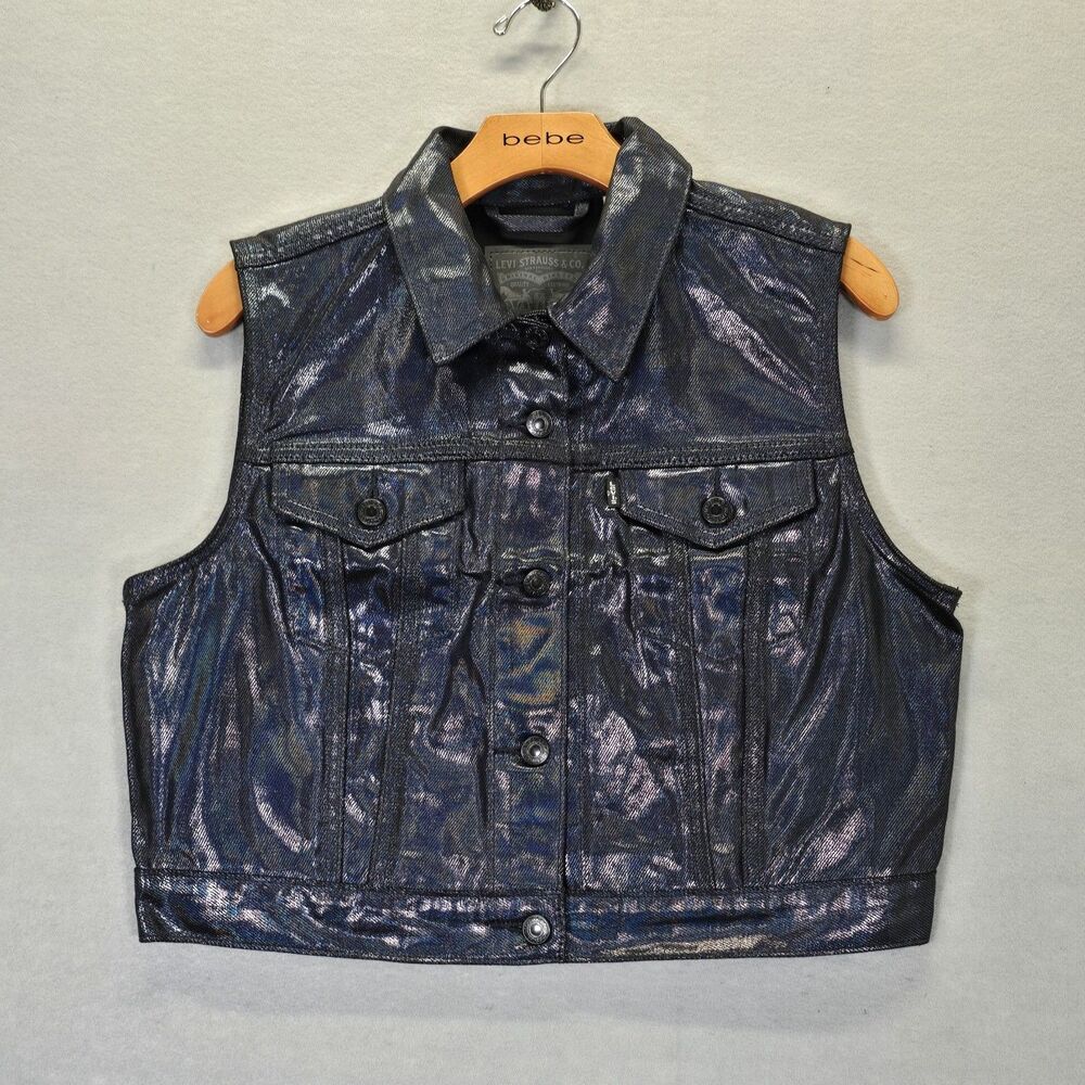 Levi’s Coated Trucker Vest Women's  LUMINOUS NIGHT Size Large